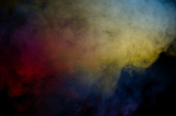Blue and yellow steam on a black background.