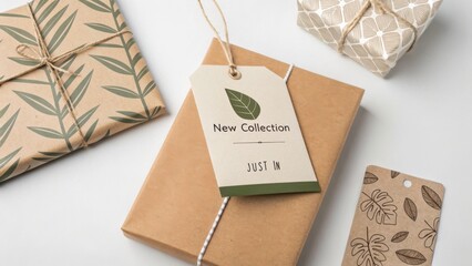 Stylish Eco-Friendly Gift Wrapping with Tags and Natural Elements