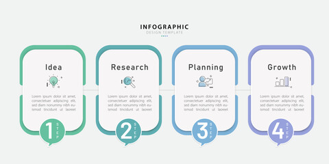 Business infographic template. 4 Step timeline journey. Process diagram, 4 options on white background, Infograph elements vector illustration.