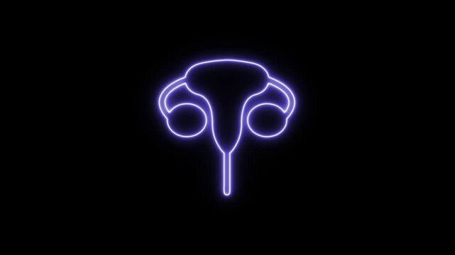 Abstract neon purple uterus and fallopian tubes medical art symbolistic representation. Neon Icon. Neon Sign