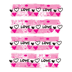 Cute pink love heart pattern typography t-shirt design with romantic valentine style