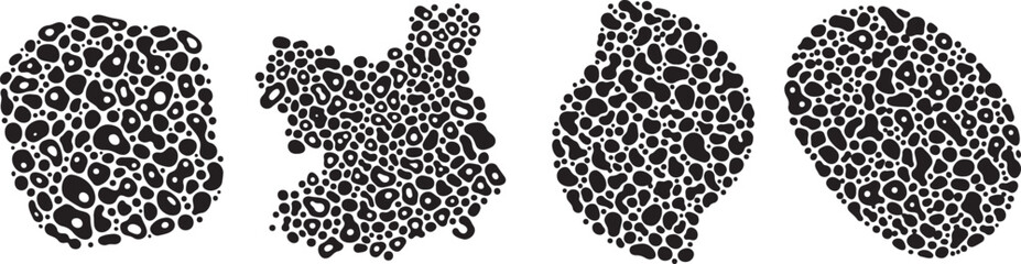 Leopard Spots Abstract Shapes Pattern Art Illustration Black and White