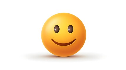 Fototapeta premium Three dimensional smiling face emoticon rests on a bright white background surface