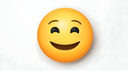 Fototapeta premium Three dimensional smiling face icon displaying happiness and a playful wink against a light background