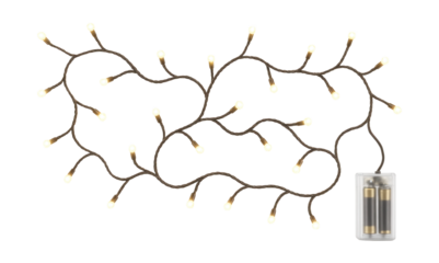 Battery-powered outdoor fairy lights with waterproof string, ideal for decorating trees.