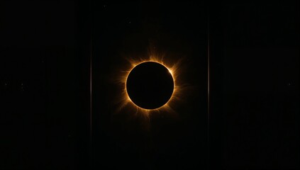 Eclipse Shadow Triptych — Cinematic solar eclipse sequence with glowing corona and totality across three panels in black, gold, and orange tones.