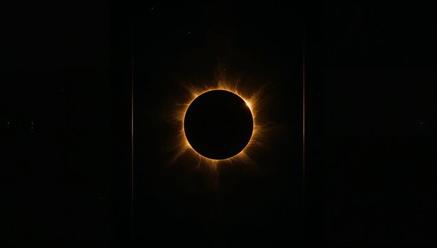 Eclipse Shadow Triptych &mdash; Cinematic solar eclipse sequence with glowing corona and totality across three panels in black, gold, and orange tones.