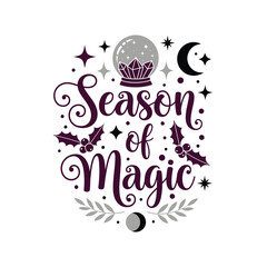 Season of magic typography christmas t shirt design festive holiday apparel