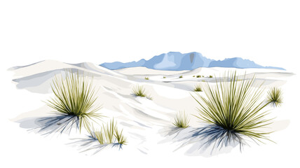 White Sands National Park. White Sands National Park hand drawn watercolor illustration