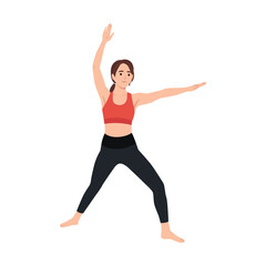 Obraz premium Woman Doing Yoga Stretch Pose. Flat vector illustration isolated on white background