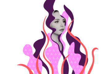 Creative collage image young pretty woman face blossom nature environment skincare salon spa beauty care drawing background