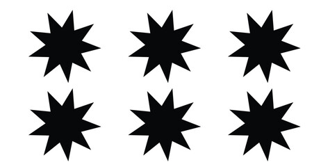 Obraz premium Black twelve-pointed stars in symmetrical grid on white background, abstract geometric design for pattern, icon, or conceptual visualsPrint 