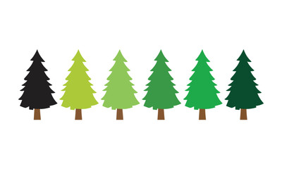 Obraz premium Row of six christmas trees with a different shade of green