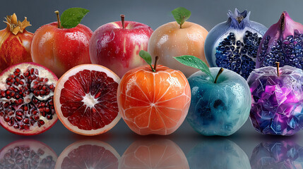 Watercolor fruit stickers set. EPS 10. No transparency. No gradients. Blend.