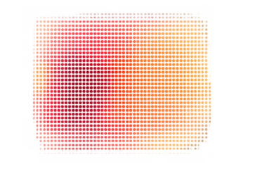 Halftone gradient pattern creating an abstract background with red, orange, and yellow dots on transparent background