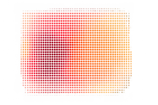 Halftone gradient pattern creating an abstract background with red, orange, and yellow dots on transparent background - Powered by Adobe
