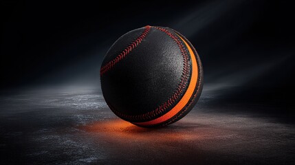 Abstract baseball concept symbolizing focus and achievement, glowing in darkness for business or personal development themes