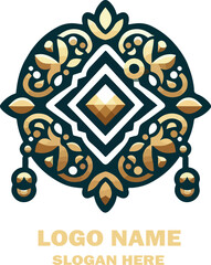 Omani jewelry logo icon vector white background .