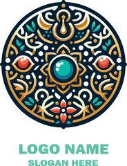 Omani jewelry logo icon vector white background .