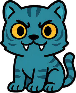 Blue cat mascot with hunter energy, derpy