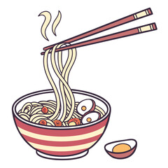 Vector art of noodle bowl line drawing