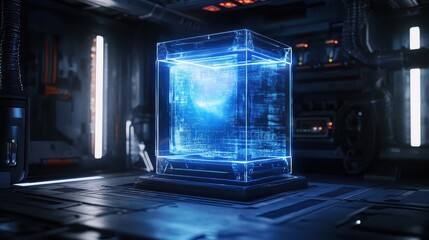 Futuristic Data Cube in High-Tech Environment