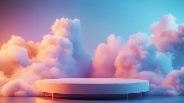 Vibrant Stage with Colorful Clouds Background