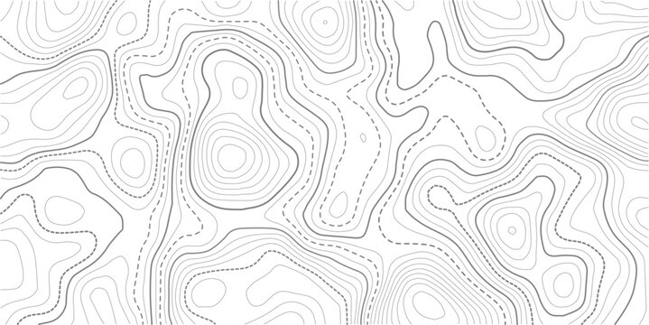 Stylized topographic contour map. Geographic line mountain relief. Abstract lines or white background. Cartography, topology, or terrain path concept. Vector illustration with editable stroke