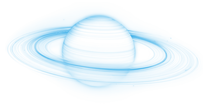 A Ringed Planet with a Atmosphere, transparent background

