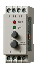 Fototapeta premium Phase control relay with surge protection, ideal for home offices needing equipment safety.