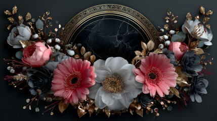 Hand drawn wedding wreath on chalkboard. EPS 10. Transparency. No gradients.