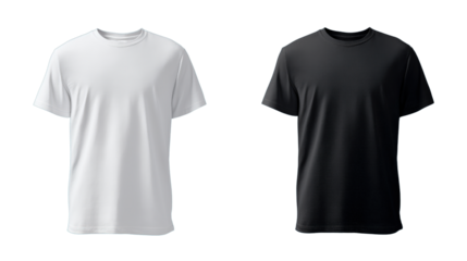 Versatile clean white and black t-shirts ready for your custom design project, perfect for apparel mockups and branding.