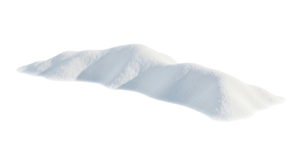White snow pile on transparent background isolated on transparent bg, cutout png