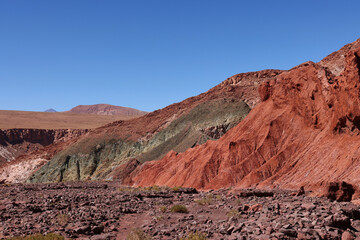 The stunning colors of the Arcoiris Valley in San Pedro de Atacama, Chile.