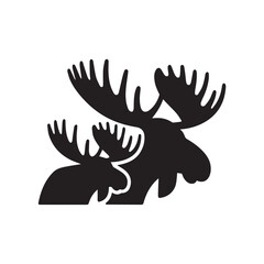 Obraz premium moose silhouette vector illustration features a bold, black outline of a moose standing gracefully against a clean white background. The moose is depicted in profile, showcasing its large, mescal