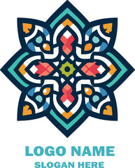  islamic ornamental logo icon vector white background .