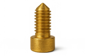 Golden screw representing wealth and luxury in construction, industry, and financial success on a transparent background