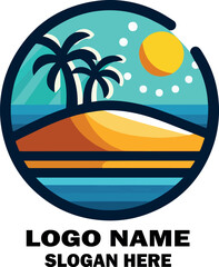 Arab desert island logo icon vector white background .