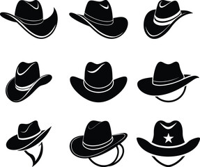 cowboy hat vector silhouette art and illustration