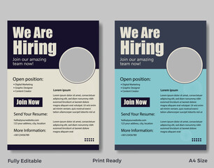 hiring, job opening, employment, flyer, template, join our team, open position, digital marketing, graphic designer, content creator, join now, send resume, email, address, city, location, more inform