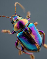 Iridescent beetle closeup macro photography