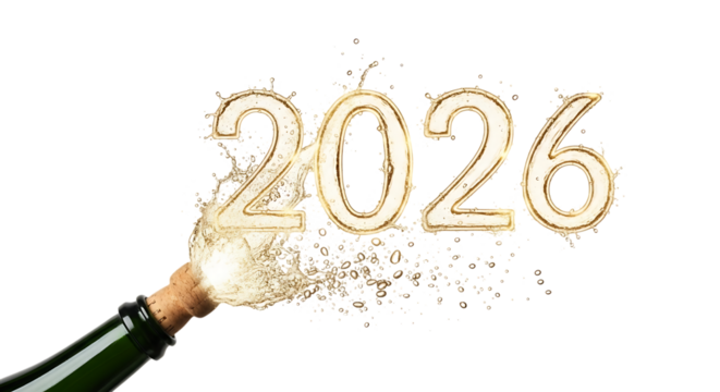 Golden 2026 Celebration Festive Champagne Explosion Luxury Year Number Symbol