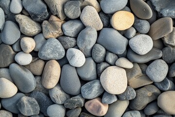 Gray pebbles texture natural stones background zen summer beach full frame