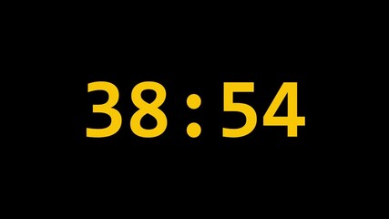 Countdown timer from 39 minute to 38 minute on black background.