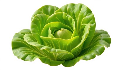 Fototapeta premium Vibrant Green Lettuce Head Organic Farm Food Photography Fresh Environment Close-Up Healthy Eating Concept