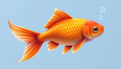Vibrant Goldfish Swimming in Clear Water Digital Art Underwater Environment Isolated Background Artistic Concept