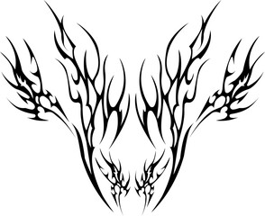 Abstract neo tribal element. Neo tribal shape. Aesthetic y2k cyber gothic style. Vector illustration.