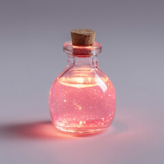 Mystical fantasy glowing potion bottle in minimal style.