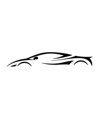 Sleek sports car silhouette stylized outline art design