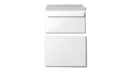 Two white envelopes, one open with the flap showing, the other closed, arranged on a white surface.